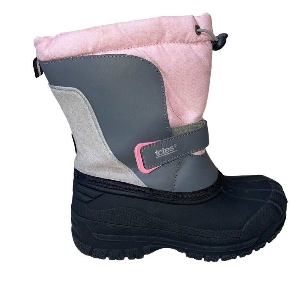 Totes brand pink & gray women's duck toe warm winter boots SZ 5 snow sledding